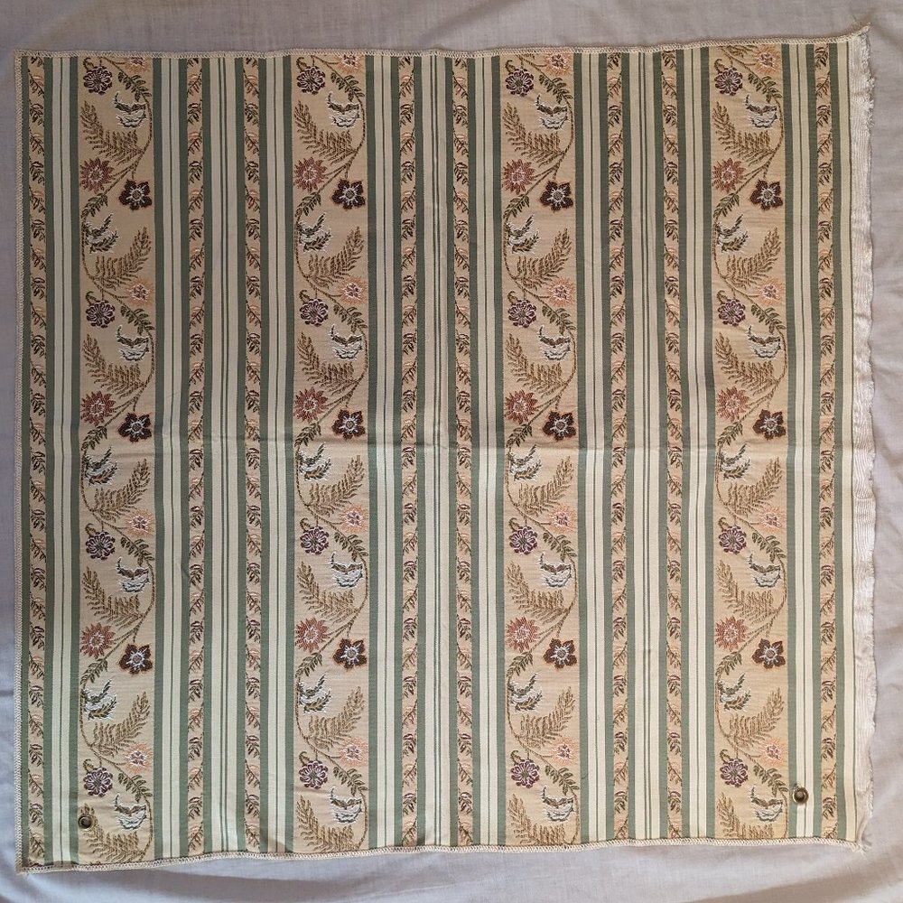 Panel of Embroidered Floral and Striped Fabric